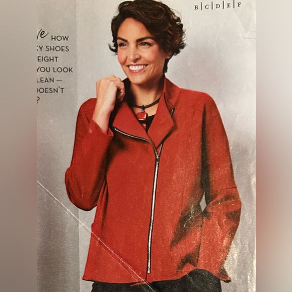 NWOT Gump’s Red Long Sleeve Joan Knit Moto Jacket - Picture 1 of 5